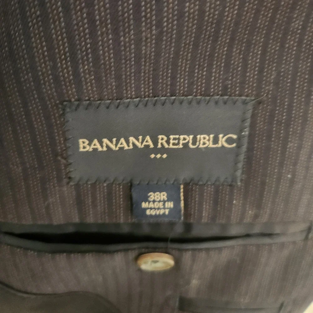 Banana Republic‎ Mens 38R Pinstripe Blazer Jacket Charcoal 2-Button Suit Coat